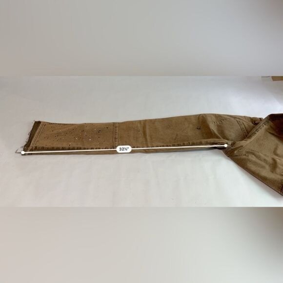 Represent Paint Splatter Raw Hem Slim Jeans Brown - Picture 2 of 5